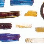 Fragmenten van glazen armbanden uit de 1e eeuw vóór Christus.